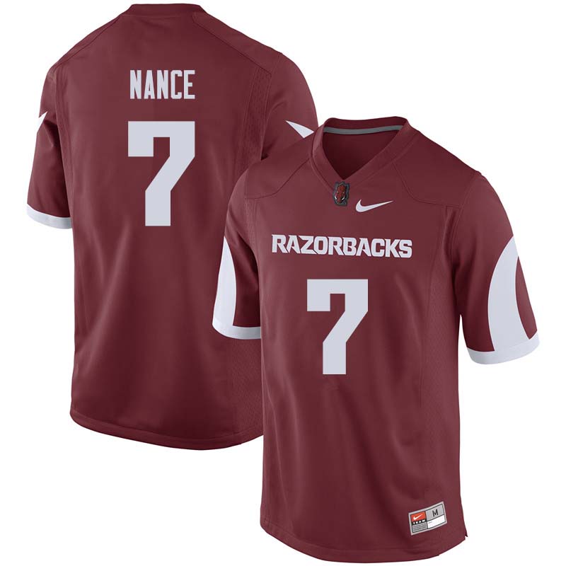 Men #7 Jonathan Nance Arkansas Razorback College Football Jerseys Sale-Cardinal